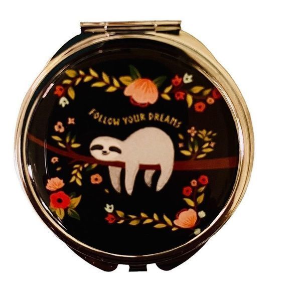 NEW Sloth “Follow Your Dreams” 3 Section Medicine or Storage Box with‎ Mirror - Picture 1 of 10